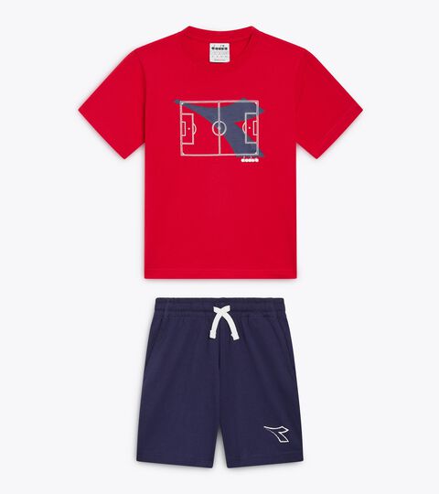Sports set - T-shirt and shorts - Boy JB. SET ESSENTIAL SPORTS SS RED SALSA - Diadora